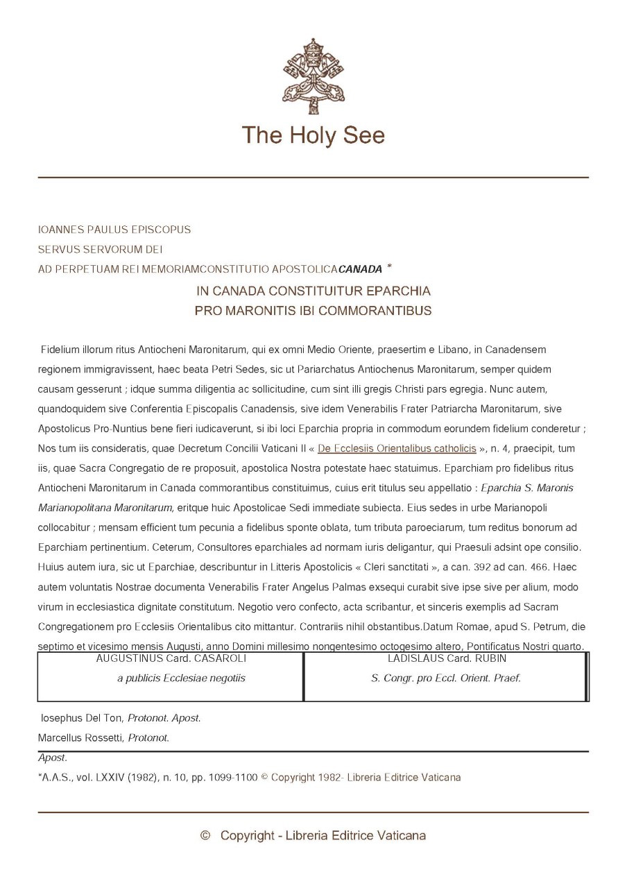 Holy See decree